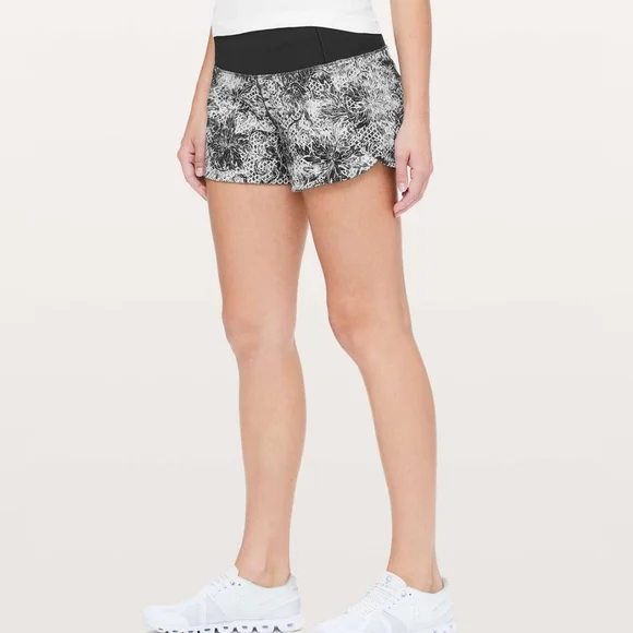 Lululemon Run Times Short II in Serigraph Alpine White Black Multi / Black - Picture 3 of 13